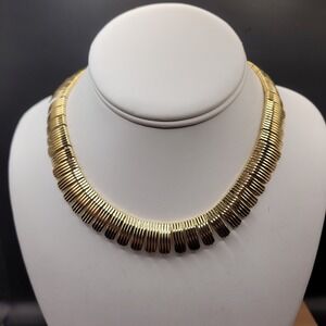 Napier Bib Collar Choker Necklace Gold Tone Signed Retro MCM Vintage